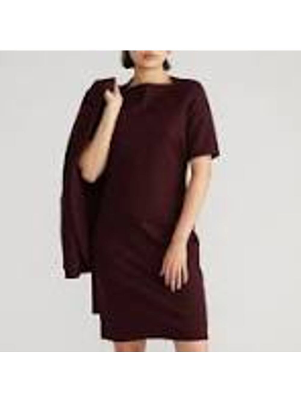 Universal Standard Small Envelope Neck Ponte Sheath Dress Black Cherry Stretch